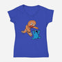 Kaiju Bread Man-Womens-V-Neck-Tee-naomori