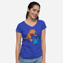 Kaiju Bread Man-Womens-V-Neck-Tee-naomori