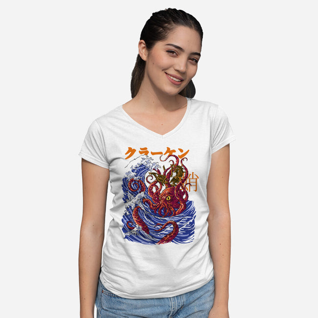 Kanagawa Kraken-Womens-V-Neck-Tee-fanfabio