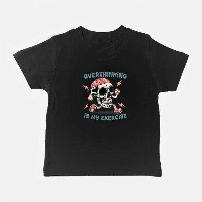 Over Thinking Is My Exercise-Baby-Basic-Tee-glitchygorilla