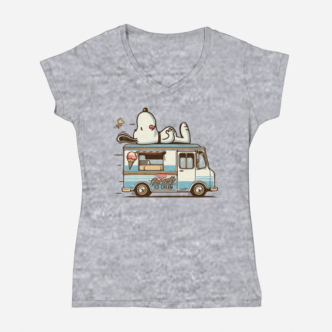 Pets Ice Cream-Womens-V-Neck-Tee-Popnotic