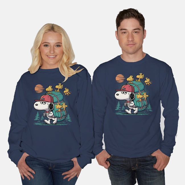 Beagle Hike-Unisex-Crew Neck-Sweatshirt-Popnotic
