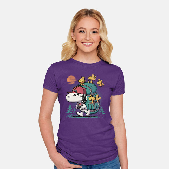 Beagle Hike-Womens-Fitted-Tee-Popnotic