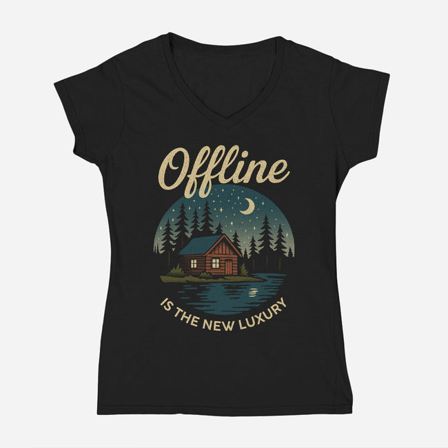 Offline Is The New Luxury-Womens-V-Neck-Tee-Popnotic