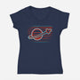 Retro Space Launch-Womens-V-Neck-Tee-rocketman_art