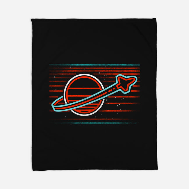 Retro Space Launch-None-Fleece-Blanket-rocketman_art