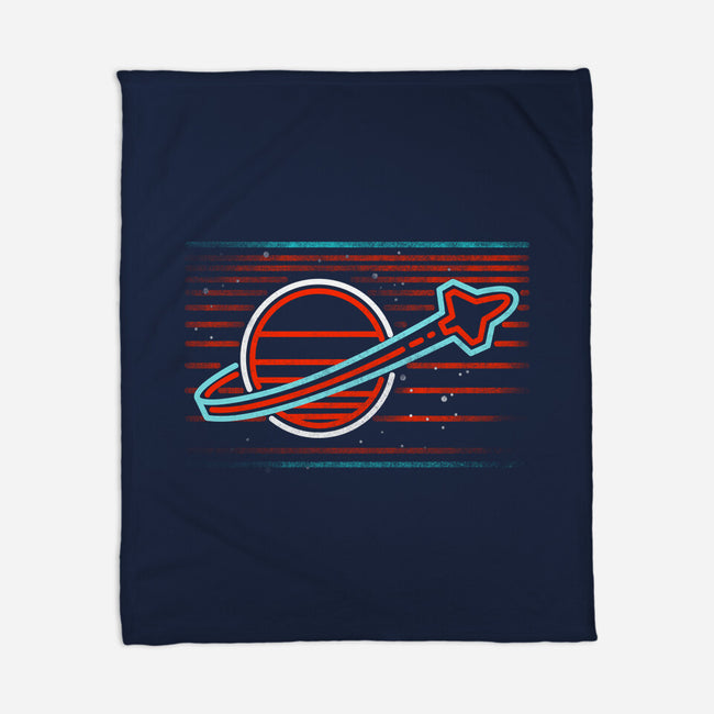 Retro Space Launch-None-Fleece-Blanket-rocketman_art