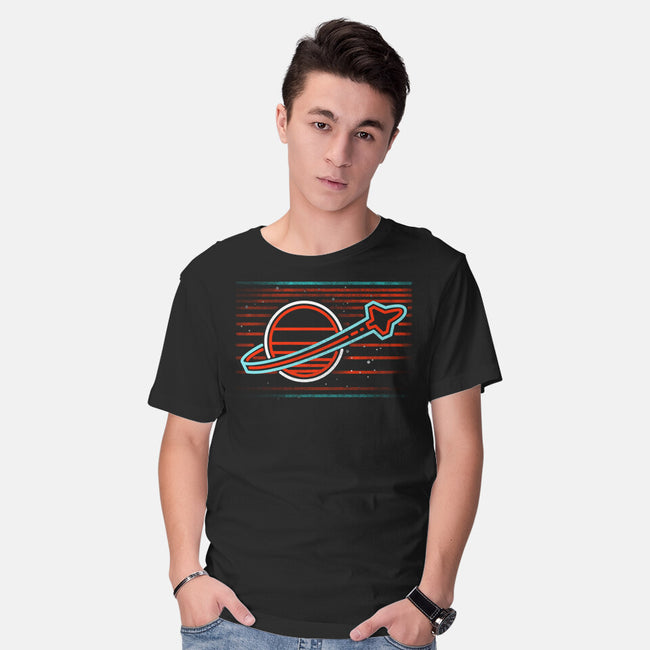 Retro Space Launch-Mens-Basic-Tee-rocketman_art