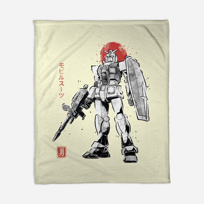 Mobile Suit Sumi-E-None-Fleece-Blanket-Astrobot Invention
