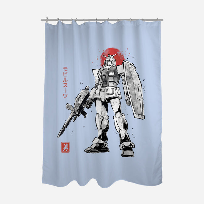 Mobile Suit Sumi-E-None-Polyester-Shower Curtain-Astrobot Invention