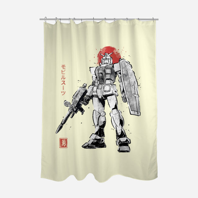 Mobile Suit Sumi-E-None-Polyester-Shower Curtain-Astrobot Invention