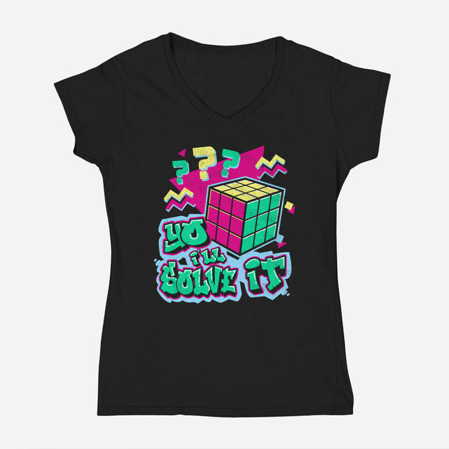 Yo I'll Solve It-Womens-V-Neck-Tee-Nemons