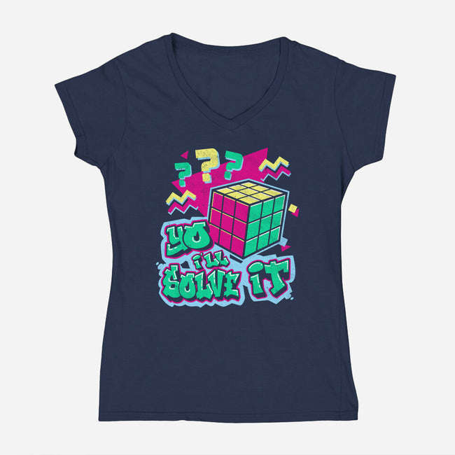 Yo I'll Solve It-Womens-V-Neck-Tee-Nemons