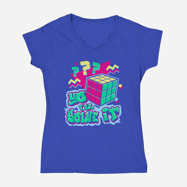 Yo I'll Solve It-Womens-V-Neck-Tee-Nemons