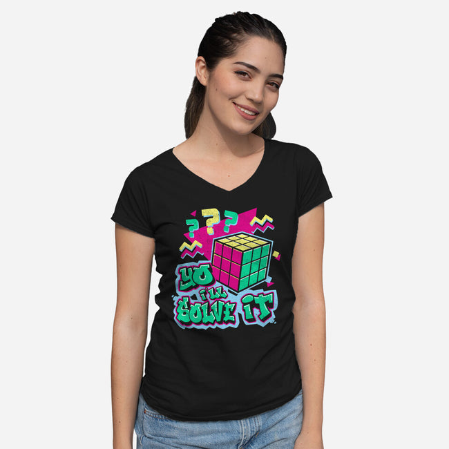 Yo I'll Solve It-Womens-V-Neck-Tee-Nemons