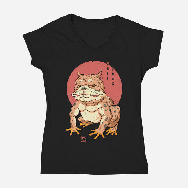 Bull Frog-Womens-V-Neck-Tee-vp021