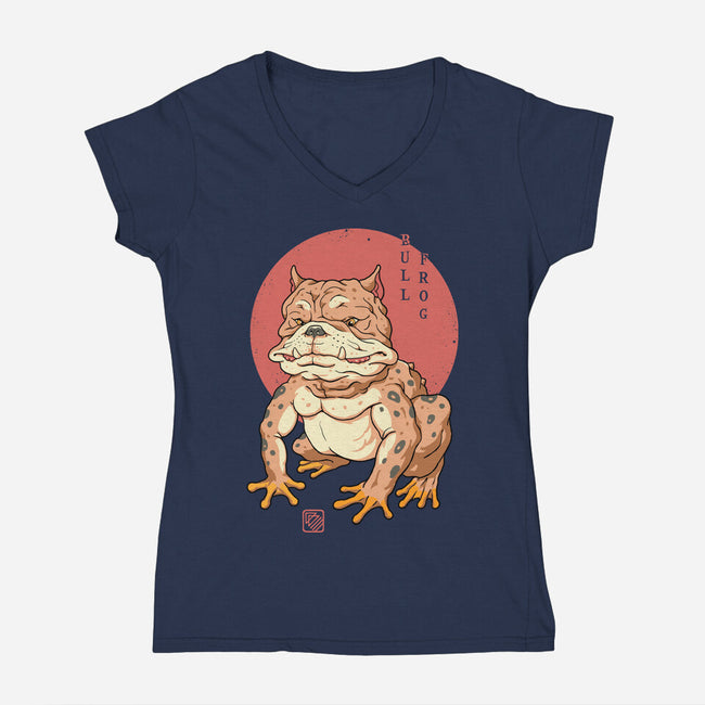 Bull Frog-Womens-V-Neck-Tee-vp021