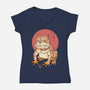Bull Frog-Womens-V-Neck-Tee-vp021