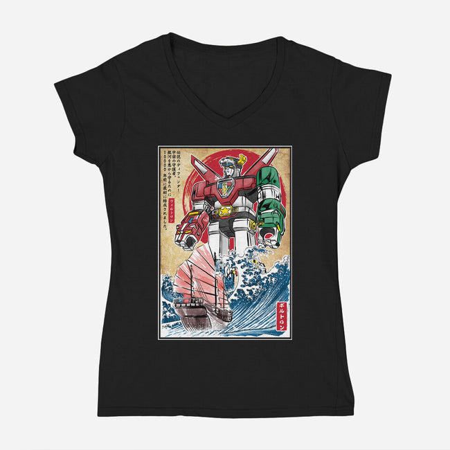 King Of The Beasts In Japan-Womens-V-Neck-Tee-DrMonekers