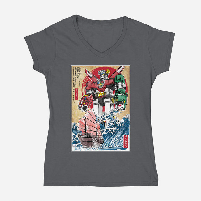 King Of The Beasts In Japan-Womens-V-Neck-Tee-DrMonekers