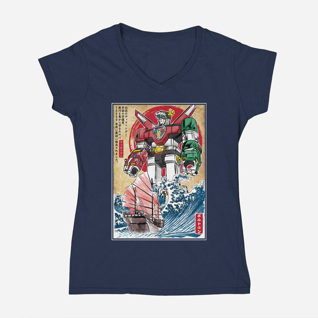 King Of The Beasts In Japan-Womens-V-Neck-Tee-DrMonekers