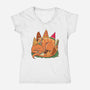 Snackasaurus Snooze-Womens-V-Neck-Tee-spoilerinc