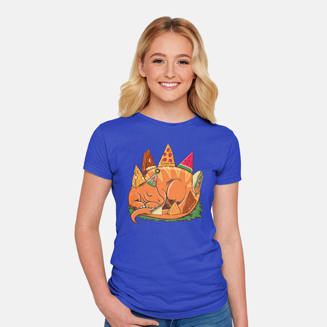 Snackasaurus Snooze-Womens-Fitted-Tee-spoilerinc