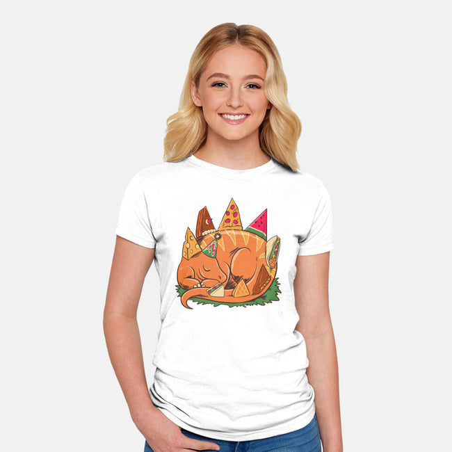 Snackasaurus Snooze-Womens-Fitted-Tee-spoilerinc