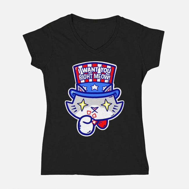 I Want You Right Meow-Womens-V-Neck-Tee-krisren28