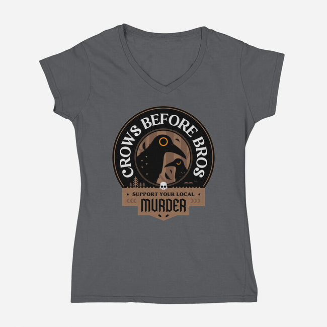 Support Your Local Crows-Womens-V-Neck-Tee-BadBox