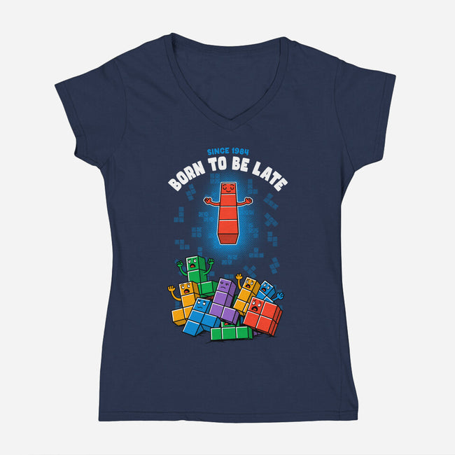 Born To Be Late-Womens-V-Neck-Tee-Tronyx79