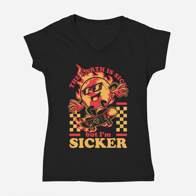 Earth Skate Fire-Womens-V-Neck-Tee-Studio Mootant