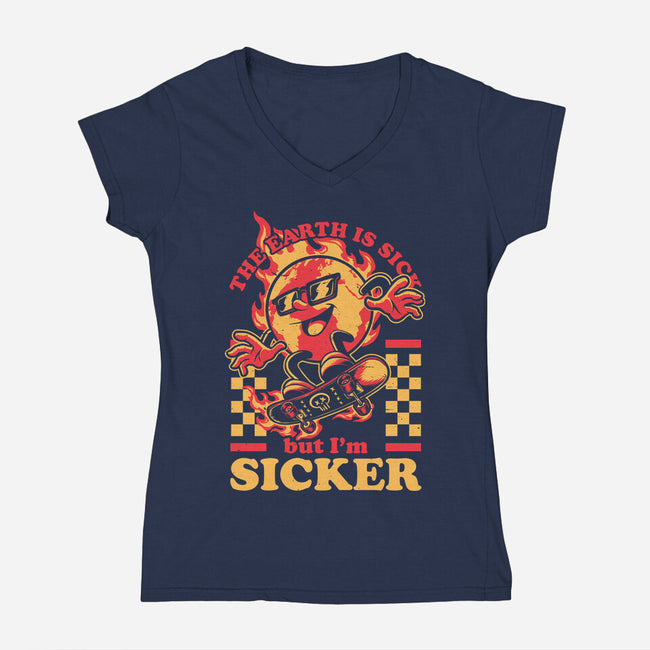 Earth Skate Fire-Womens-V-Neck-Tee-Studio Mootant