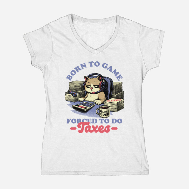 Cat Gamer Taxes-Womens-V-Neck-Tee-Studio Mootant