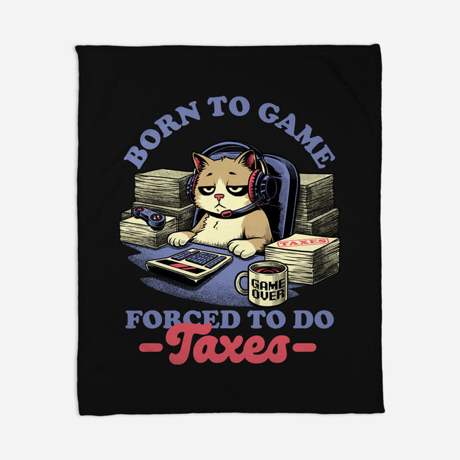 Cat Gamer Taxes-None-Fleece-Blanket-Studio Mootant