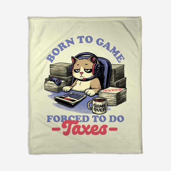 Cat Gamer Taxes-None-Fleece-Blanket-Studio Mootant