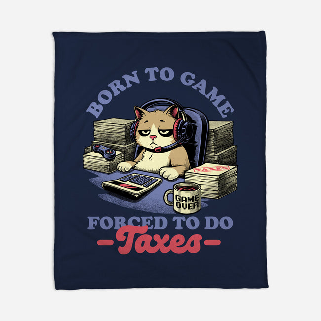 Cat Gamer Taxes-None-Fleece-Blanket-Studio Mootant