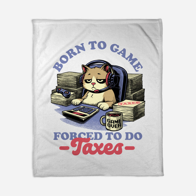 Cat Gamer Taxes-None-Fleece-Blanket-Studio Mootant