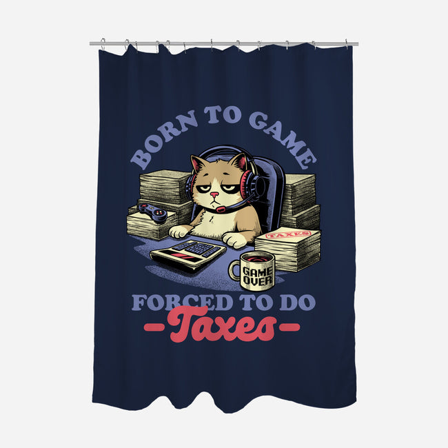 Cat Gamer Taxes-None-Polyester-Shower Curtain-Studio Mootant