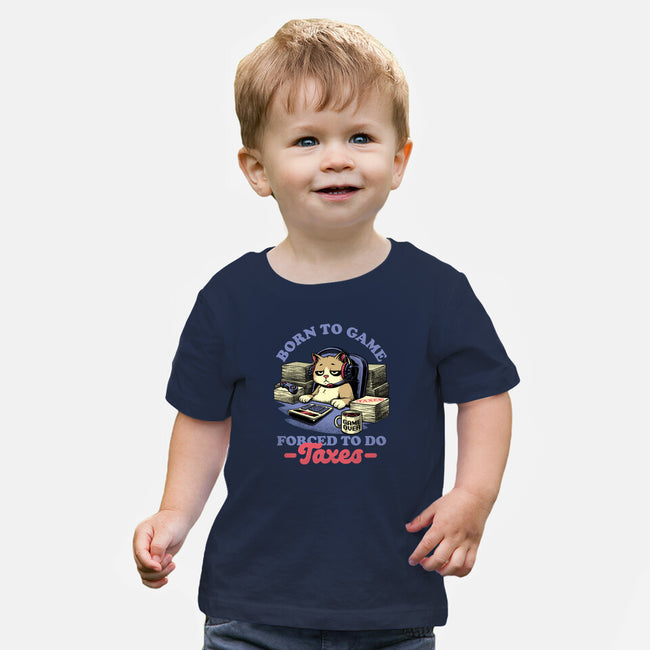 Cat Gamer Taxes-Baby-Basic-Tee-Studio Mootant