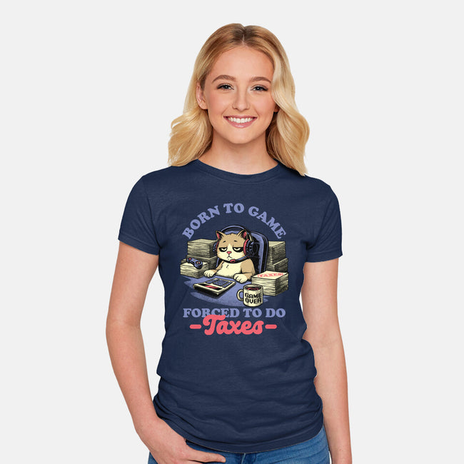 Cat Gamer Taxes-Womens-Fitted-Tee-Studio Mootant