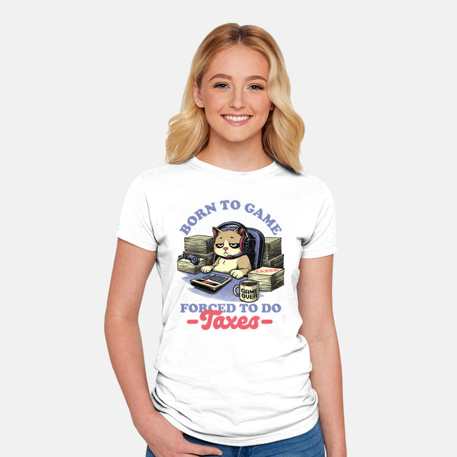 Cat Gamer Taxes-Womens-Fitted-Tee-Studio Mootant
