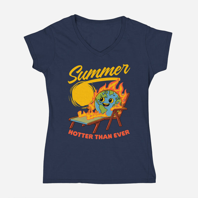Summer Burn Earth-Womens-V-Neck-Tee-Studio Mootant