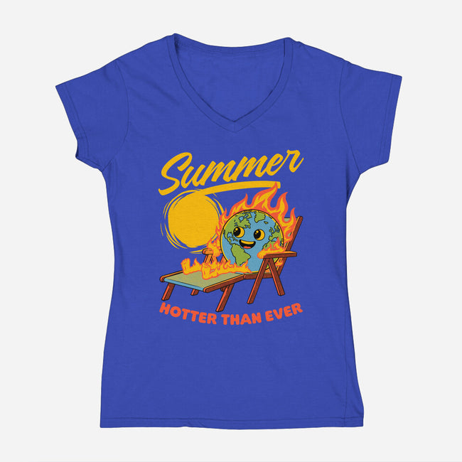 Summer Burn Earth-Womens-V-Neck-Tee-Studio Mootant