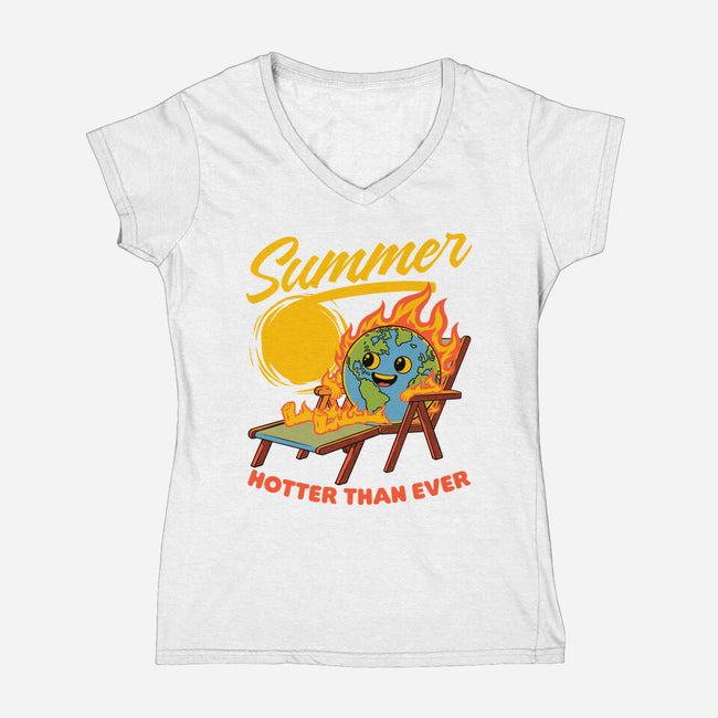 Summer Burn Earth-Womens-V-Neck-Tee-Studio Mootant