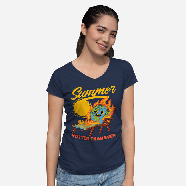 Summer Burn Earth-Womens-V-Neck-Tee-Studio Mootant