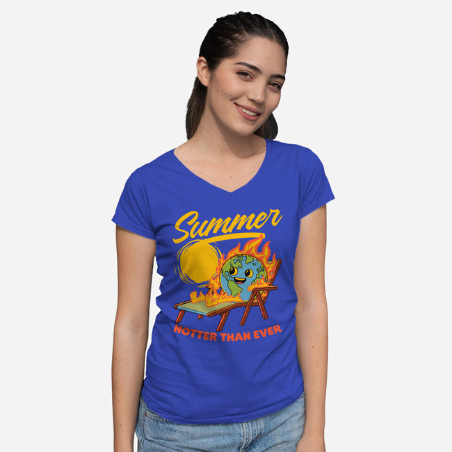 Summer Burn Earth-Womens-V-Neck-Tee-Studio Mootant