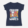 Beagle Summer Surf-Womens-V-Neck-Tee-Studio Mootant