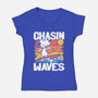 Beagle Summer Surf-Womens-V-Neck-Tee-Studio Mootant
