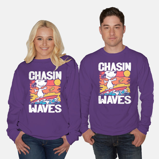 Beagle Summer Surf-Unisex-Crew Neck-Sweatshirt-Studio Mootant